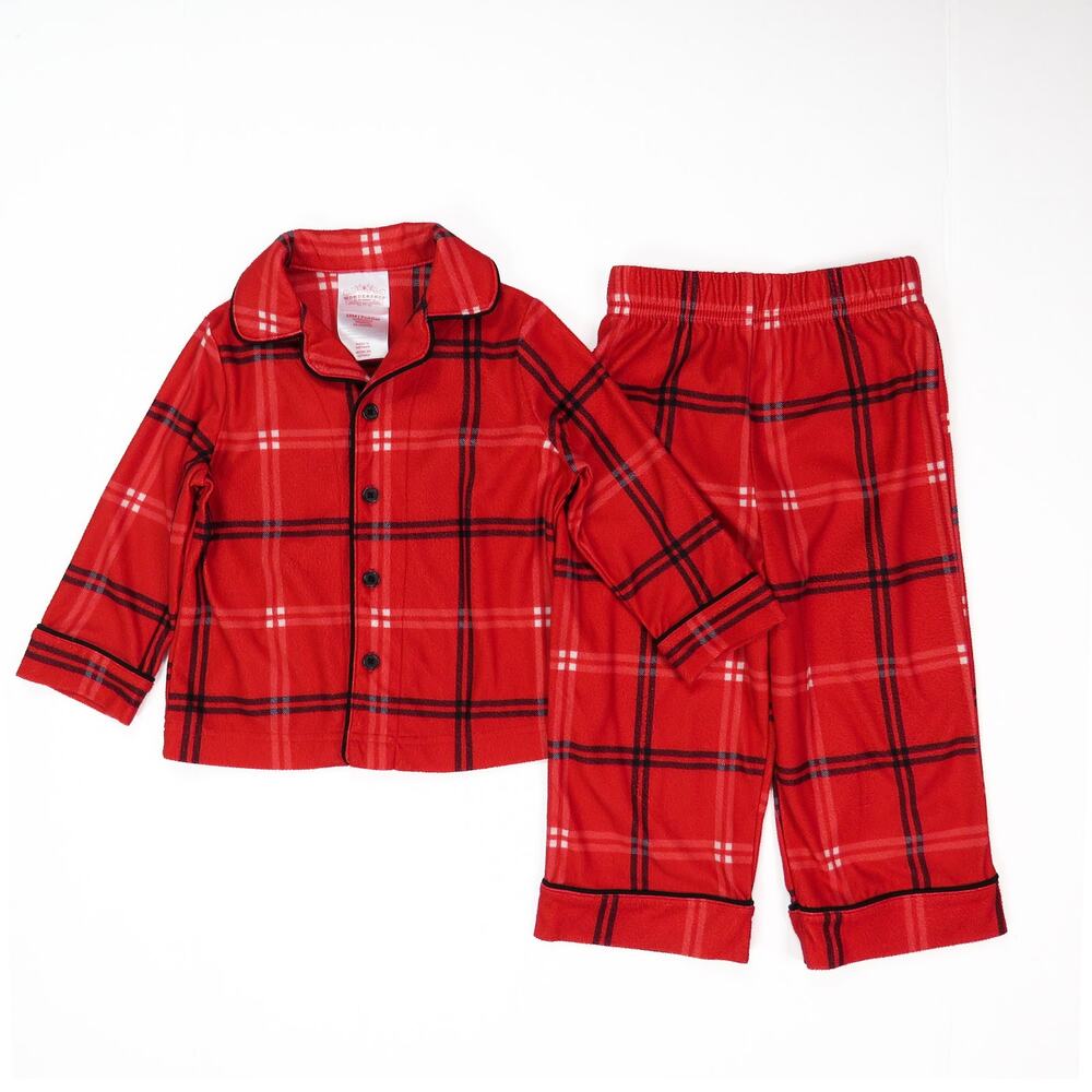 Target Wondershop Red Plaid Christmas Fleece Pajama Set 18-24M Toddler